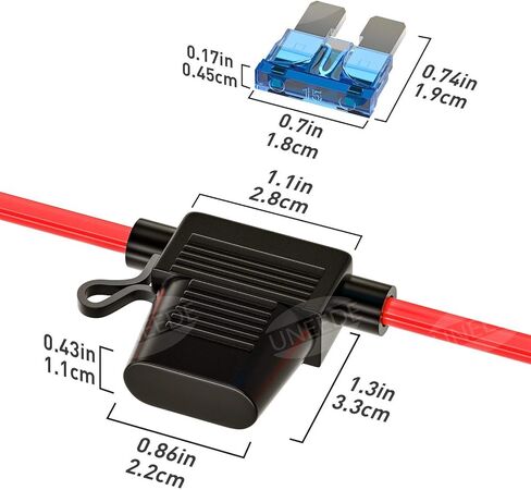 UNEEDE 10 حزمة الصمامات المضمنة حامل ATC / ATO إضافة دائرة فيوز السيارة حامل الصنبور محول 16 مقياس 20AMP ​​شفرة حامل الصمامات السيارات مقاوم للماء حامل فيوز الأسلاك الثقيلة مع 10 قطع 15 أمبير قياسي in Kuwait