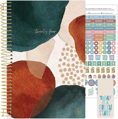 bloom daily planners 2024 Calendar Year Day Planner (January 2024 - December 2024) - 5.5" x 8.25" - Weekly/Monthly Agenda Organizer Book with Stickers & Bookmark - Earthy Abstract, Green in Saudi Arabia