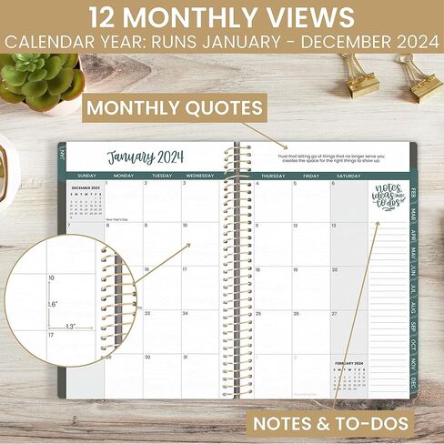 bloom daily planners 2024 Calendar Year Day Planner (January 2024 - December 2024) - 5.5" x 8.25" - Weekly/Monthly Agenda Organizer Book with Stickers & Bookmark - Earthy Abstract, Green in Saudi Arabia