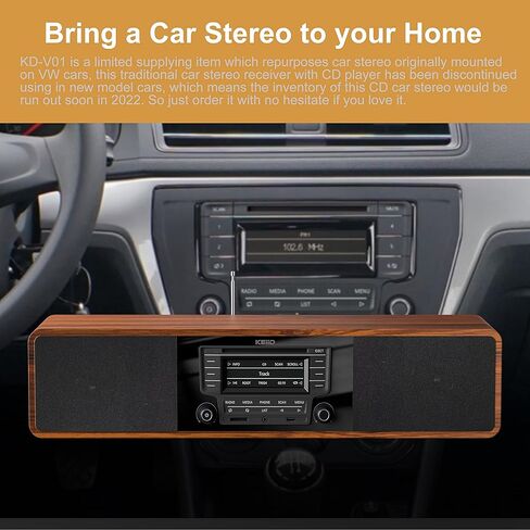 CD Player for Home with Bluetooth Stereo System Wooden Desktop Speakers FM Radio USB SD AUX Remote Control, 28 Inch Long 20 Pounds Weight in Kuwait