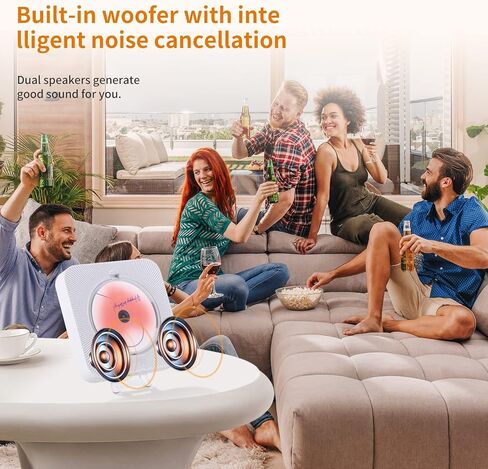 مشغل أقراص مضغوطة لطيف من Yintiny Boombox مع بلوتوث 5.0 لديكور المنزل، ومشغل أقراص مضغوطة محمول مع مكبرات صوت لتشغيل الموسيقى، وقارئ USB [أبيض] in Kuwait