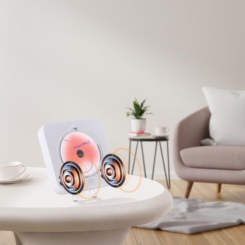 مشغل أقراص مضغوطة لطيف من Yintiny Boombox مع بلوتوث 5.0 لديكور المنزل، ومشغل أقراص مضغوطة محمول مع مكبرات صوت لتشغيل الموسيقى، وقارئ USB [أبيض] in Kuwait