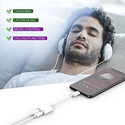 iPhone 15 Headphone Adapter,2Pack USB C to 3.5mm Headphone and Charger Adapter,2-in-1 Type C to Aux Audio Jack and Fast Charging Dongle Cable Cord for iPhone 15 Pro Max Plus,iPad Pro,Galaxy/Note,Pixel in Kuwait