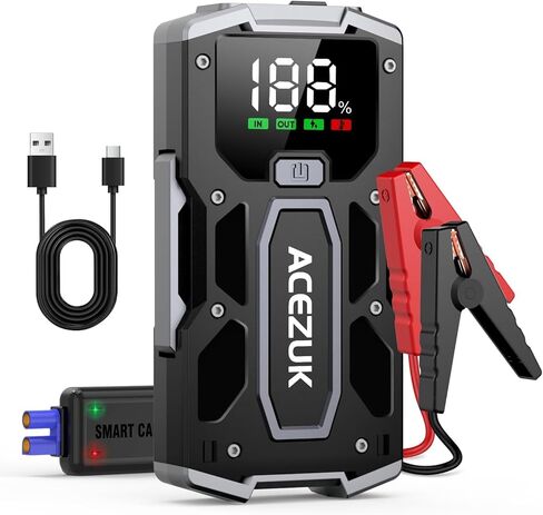 Car Jump Starter, 3000A 12V 8-in-1 Jump Starter Battery Pack, Up to 7.0L Gas & 5.5L Diesel Engines Quick Charge 3.0 Power Bank Jumper Cable with LED,Large Screen in Saudi Arabia