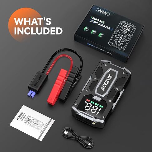 Car Jump Starter, 3000A 12V 8-in-1 Jump Starter Battery Pack, Up to 7.0L Gas & 5.5L Diesel Engines Quick Charge 3.0 Power Bank Jumper Cable with LED,Large Screen in Saudi Arabia