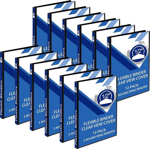 Fulmoon 12 قطعة اقتصادية عرض 3 حلقات مجلدة 12.2 × 9.8 بوصة مجلدات دائرية بلاستيكية مع جيوب مذكرة للاجتماعات للمنزل والمكتب والمدرسة (أبيض، 1.5 بوصة) in Kuwait
