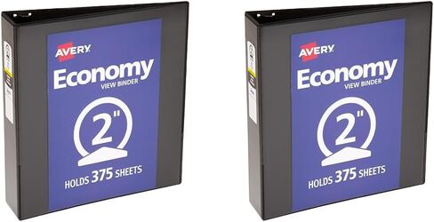 Avery Economy View 3 Ring Binder, 2" Round Rings, 1 Black Binder (05781) in Saudi Arabia