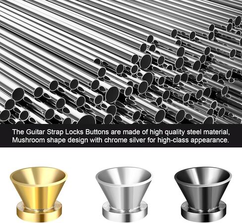 قفل حزام الجيتار، أقفال حزام الجيتار المعدني مع مسامير التثبيت والغسالات، زر حزام الجيتار سهل التركيب، أقفال حزام الجيتار، أزرار حزام أقفال الجيتار الكهربائي لباس الجيتار (9 قطع) in Kuwait