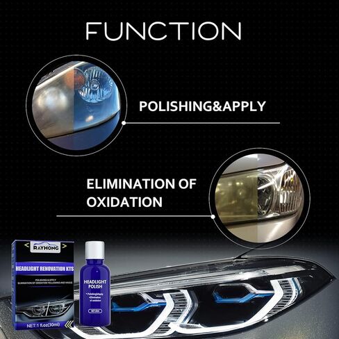 مجموعة ترميم المصابيح الأمامية المصنوعة من السيراميك، مجموعة منظف ومرمم المصابيح الأمامية للسيارة، منظف عدسات المصابيح الأمامية، مرمم منظف المصابيح الأمامية، والأضواء الغائمة البولندية، المصابيح الخلفية، أضواء الضباب، الأضواء الاتجاهية (30 مل) in Kuwait