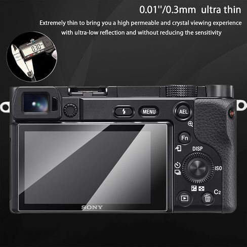 واقي شاشة LCD من KAKOTOPA لهاتف Sony α6100 من الزجاج البصري طبقة حماية من الزجاج المقسى صلابة 9H 0.01 بوصة (0.3 مم) رفيع للغاية 98% شفافية عالية مضاد لبصمات الأصابع ومضاد للخدش ومقاوم للماء وخالي من الفقاعات وسهل اللمس in Saudi Arabia