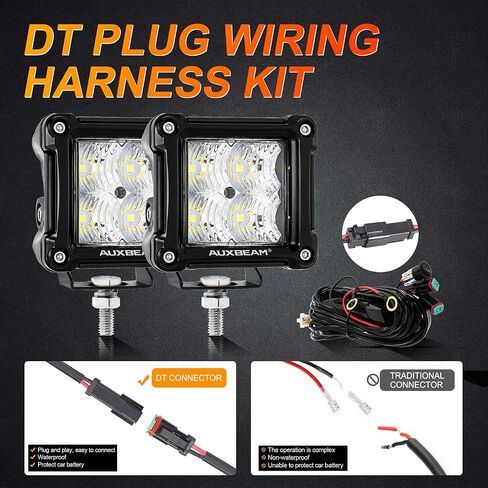 Auxbeam 3 بوصة LED Pods 40W 4800LM Flood Beam Light Bar الطرق الوعرة الأضواء الكاشفة LED مكعبات ضوء القرون العمل ضوء مربع القيادة ضوء الوفير أضواء لشاحنة جيب SUV ATV UTV سيارة، زوج in Saudi Arabia