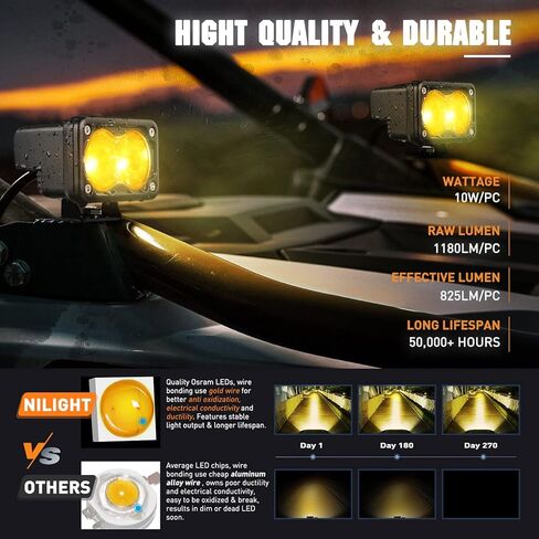 Nilight 2PCS 3 بوصة دراجة نارية LED القرون 1300LM المدمج في EMC القيادة ضوء سوبر الأضواء الطرق الوعرة ضوء الضباب ضوء مساعد للدراجات النارية SUV ATV شاحنة قارب جرار رافعة شوكية، ضمان 5 سنوات in Kuwait