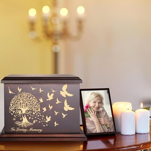 Cremation Memorial Urns for Human Ashes Adult Male Female, Wooden Urns Box and Casket for Ashes Men Women Child, Large Burial Funeral Urns for Ashes, Holds Up to 270 LBS in Saudi Arabia
