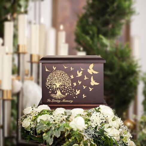 Cremation Memorial Urns for Human Ashes Adult Male Female, Wooden Urns Box and Casket for Ashes Men Women Child, Large Burial Funeral Urns for Ashes, Holds Up to 270 LBS in Saudi Arabia
