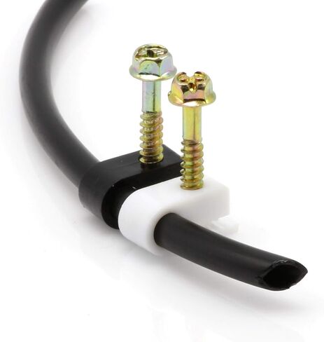 THE CIMPLE CO Single Cable Clips with Screws - 1/4 Inch Coaxial Cable Clamps Outdoor - Exterior Cord Management for Coax, CAT Ethernet, Electrical Wire - Screw Clamps for Wires - 100 PCS, Black in Saudi Arabia