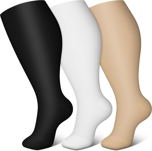 FEYHAY Plus Size Copper Compression Socks (3 Pairs) 20-30 mmHg Circulation Stocks is Best Athletic & Daily for Men & Women in Saudi Arabia