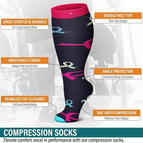 FEYHAY Plus Size Copper Compression Socks (3 Pairs) 20-30 mmHg Circulation Stocks is Best Athletic & Daily for Men & Women in Saudi Arabia