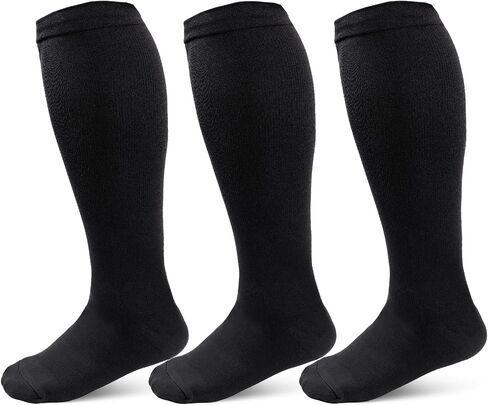 Compression Socks for Women Wide Calf Plus Size 3Pairs Graduated Knee High Support socks for Circulation in Saudi Arabia