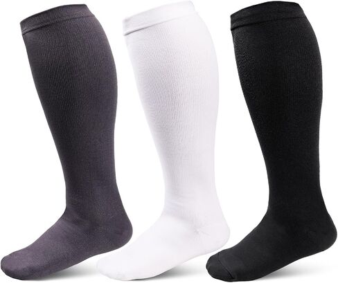Compression Socks for Women Wide Calf Plus Size 3Pairs Graduated Knee High Support socks for Circulation in Saudi Arabia