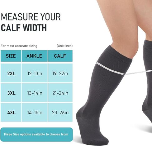 Compression Socks for Women Wide Calf Plus Size 3Pairs Graduated Knee High Support socks for Circulation in Saudi Arabia