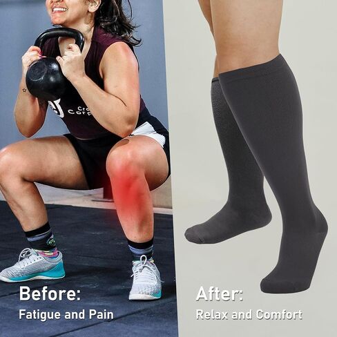 Compression Socks for Women Wide Calf Plus Size 3Pairs Graduated Knee High Support socks for Circulation in Saudi Arabia