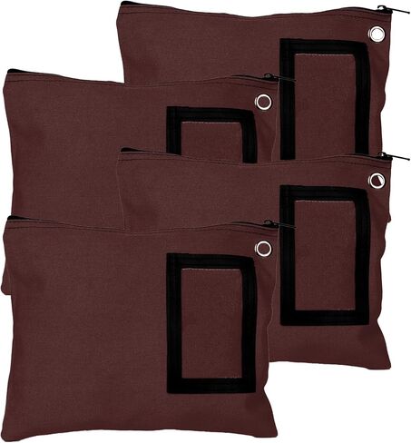 BankSupplies Canvas Zipper Bags | 12W x 9H | Set of 4 | Large Storage Bags | Grommet for Zip Tie & Padlock | 5W x 3H Framed Cardholder | Zipper Closure | Bank Bags in Saudi Arabia