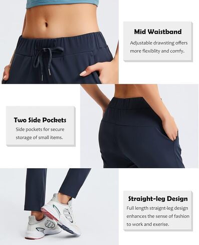 Women Golf Pants Straight Leg Drawstring Ankle Pants Athletic Sweatpants with Pockets in Saudi Arabia