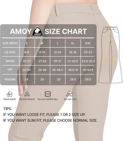 Amoy Women's Dress Pants Straight Leg/Bootcut Stretch Work Pants Slacks Office Business Casual Golf Yoga 4 Pockets in Saudi Arabia
