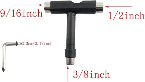 RLECS Skateboard Tools Kit - 1 Piece T Shape Skateboard Wrench, 1 Piece L Shape Skateboard Wrench and 8pcs Board Screws M5x29mm in Saudi Arabia