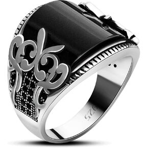 Stylish Black Onyx Ring, S925 Sterling Silver Onyx Stone Men's Ring, Black Gemstone Ring for Men, Handmade Classy Mens Jewelry, Unique Valentines Day Gifts Idea for Him