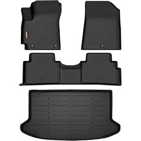 Binmotor-Floor Mats & Upper Cargo Liner Set for Kia Soul 2025 2024 2023 2022 2021 2020(Not for EV)，All Weather Mats for Kia Soul Car Mats, Cargo Mat Trunk for Kia Soul Accessories