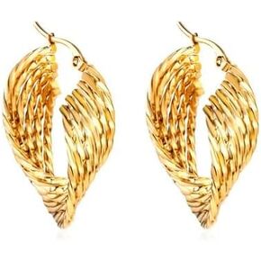 18K Gold Plated Hoops Earrings for Women | Gold Hoop Earrings | Drop Dangle Earrings