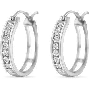 .925 Sterling-Silver Diamond Accent Channel Set Style Hoop Earring (I-J Color, I3 Clarity)