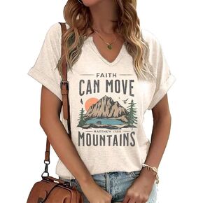 Women V Neck Christian Shirts Vintage Bible Verse Boho Floral Graphic Tees Christian Gifts for Her in Saudi Arabia