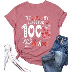 100 Days of School Shirt Women: 100 Day Graphic Tops Teacher Tshirt Love Heart Short Sleeve Tops in Kuwait