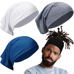 Sintege 4 Pcs Dreadlocks Tube Sock Wide Elastic Headband Loc Cap Long Hair Dreads Head Wrap Unisex Spandex for Women Men(Black)