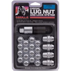 Gorilla Automotive 71733 Acorn Chrome Lug Nut and Lock System (12mm x 1.50 Thread Size)