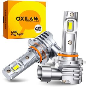 OXILAM H-B3 9005 LED Fog Light Bulb, 400% Brightness, 6500K Cool White, 1:1 Size, Fanless Fog Light Halogen Replacement, IP68, Plug and Play, Pack of 2
