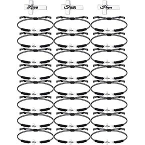 Yinkin 24 Pcs Christian Gifts Cross Bracelets Faith Hope Love Cross Bracelet Bulk String Bracelet Religious Gifts Adjustable Friendship Bracelet Jesus Bracelets Men Women Jewelry Gifts Bulk