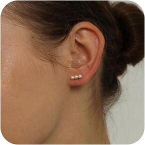 Small Gold Hoop Earrings for Women,Trendy 14K Gold Plated Huggie Earrings Studs Dainty Gold Double Hoop Earrings Hypoallgergenic Cute Simple CZ Pearl Cartialge Earrings for Women Jewelry