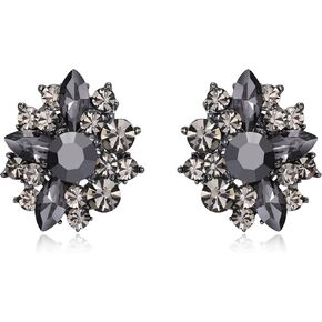EVER FAITH Austrian Crystal Sparkly Art Deco Stud Earring, Prom Vintage Retro Round Marquise Rhinestone Earrings for Woman