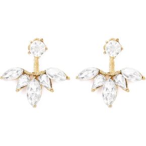 Olbye Lotus Ear Jacket Front Back Earrings Gold Stud Earrings Everyday Earrings Jewelry for Women