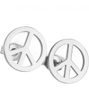 TEAMER Peace Sign Symbol Stud Earrings Stainless Steel Geometric Peace Symbol Stud Earrings Hippie Jewelry For Women