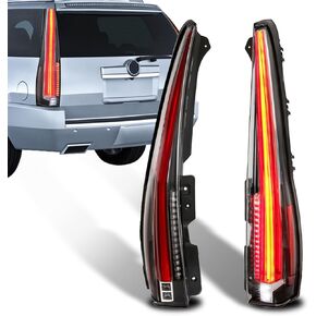 LED Tail Light Assembly Compatible for Cadillac Escalade 2007-2014, Clear Red Rear Lamp Back Light, Red Turn Signal, 6 Hole w/5 Pin Plug in Kuwait
