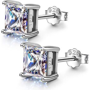 14K Gold Plated Sterling Silver Simulated Diamond Earrings for Women, Hypoallergenic Cubic Zirconia Stud, Gift Packaging Included