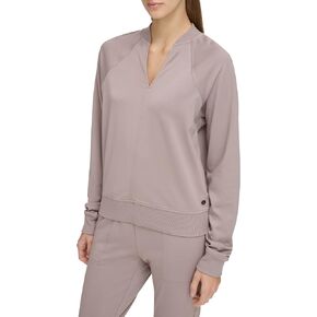 Andrew Marc Sport Women's Long Sleeve V-Neck Sporty Jersey Pullover