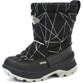 Size 2 US Waterproof Winter Snow Boots Slip Resistant (Toddler/Little Kid) Reflective Black