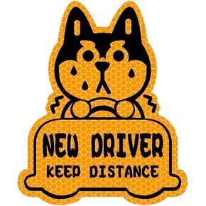 Car New Driver Reflective Magnet Sticker Funny Car Decal Keep Distance Sticker for Student Driver Reusable 4 Color Option (Red)