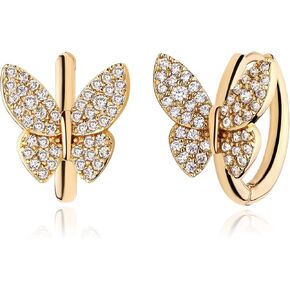 VALLOEY ROVER أقراط ذهبية للنساء 14 قيراط مطلية بالذهب أقراط بسيطة أنيقة بوهو لطيفة لا تسبب الحساسية مكعب زركونيا مجوهرات الأذن للنساء in Kuwait