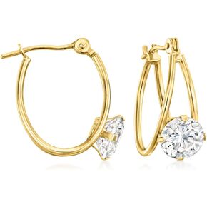 Ross-Simons 1.60 ct. t.w. CZ Double-Hoop Earrings in 14kt Yellow Gold